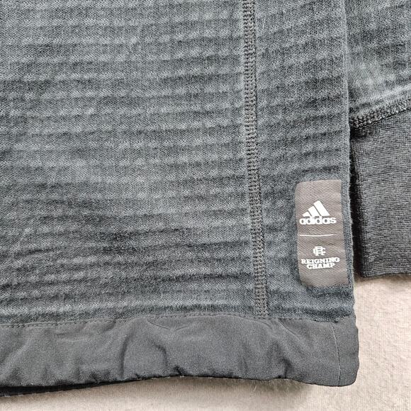Adidas Reigning Champ Sweatshirt Crew Neck Pullover Waffle Knit Black Womens M - Picture 2 of 8